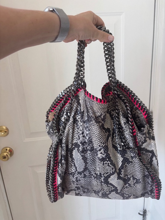 Stella McCartney Handbags - Stella McCartney Faux Python Snakeskin Foldover Bag Medium